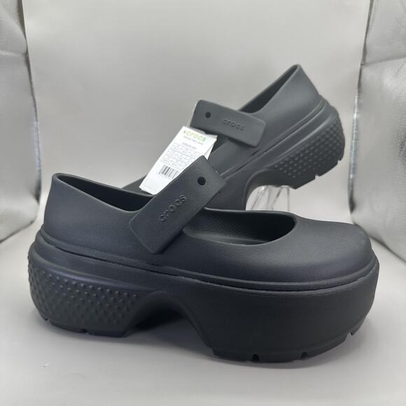 CROCS Shoes - Crocs Shoes Womens Size 9 Black Stomp Mary Jane Platform Clog Strap 209939-060